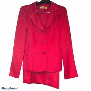 NWT Red Kasper Belted Skirt Suit SZ 6